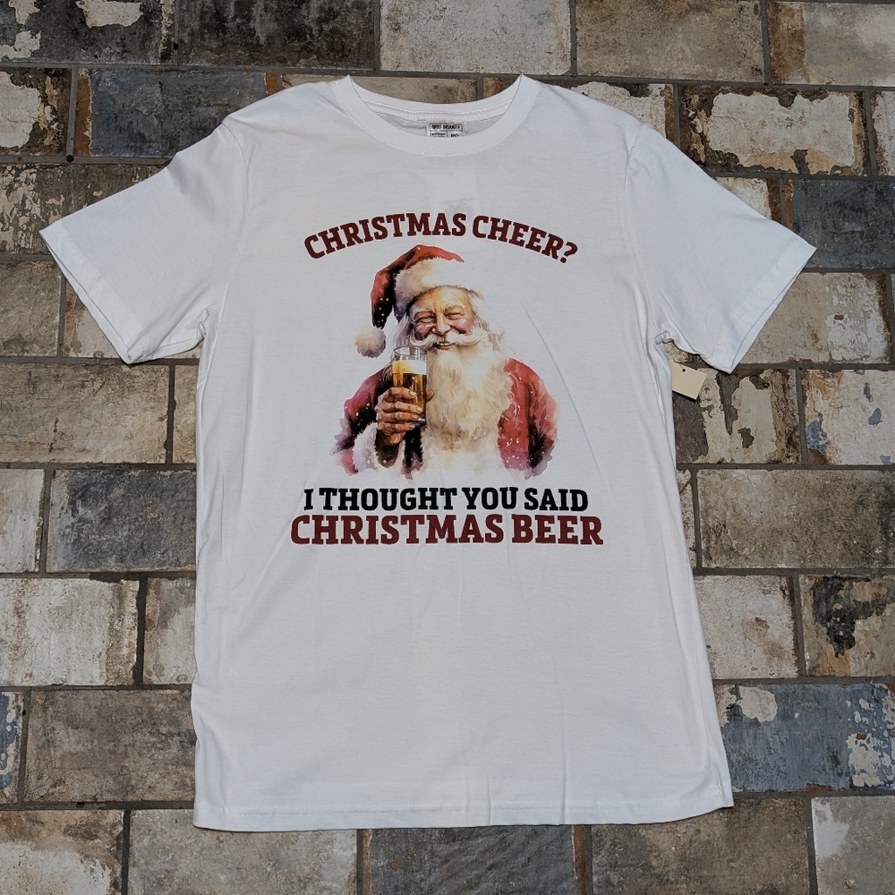 Full of Christmas Beer Short Sleeve T-Shirt White Medium